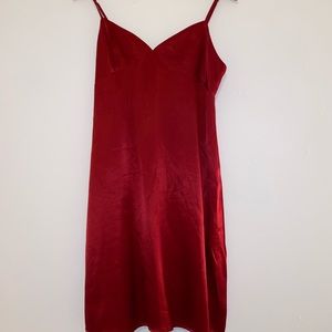 Red slip dress